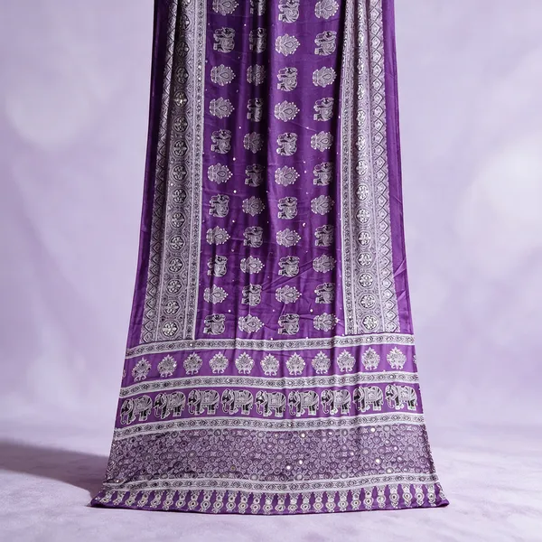 Purple_Printed_Elephant_Motif_Saree_For_Women
