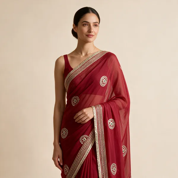 Red_Embellished_Saree_For_Women