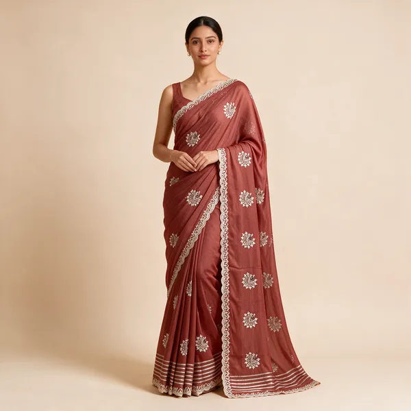 Maroon_Embroidered_Saree_For_Women