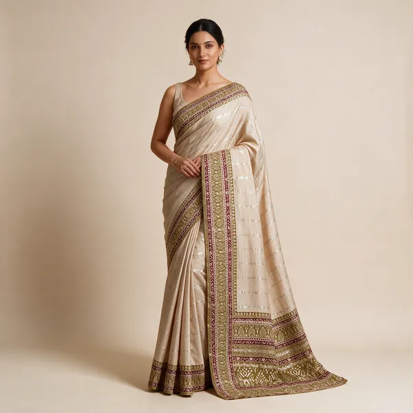 Off_White_Traditional_Border_Saree_For_Women