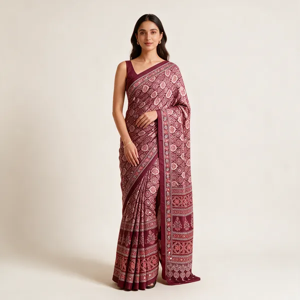 Maroon_Printed_Ethnic_Saree_For_Women