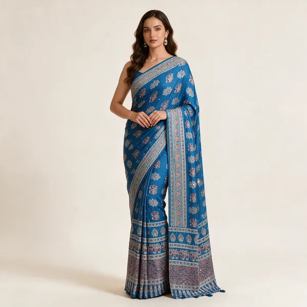 Blue_Printed_Ethnic_Saree_For_Women