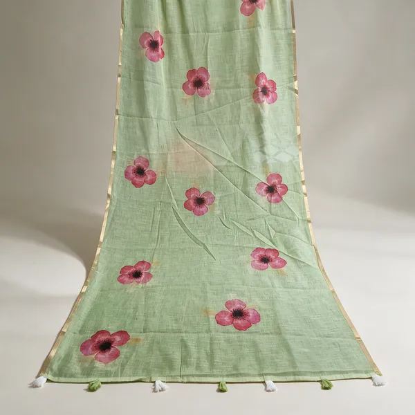 Green_Floral_Print_Saree_For_Women