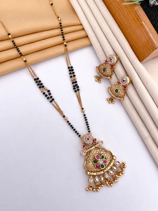 Gold_&_Black_Bead_Stone_Accent_Mangalsutra_Set_For_Women