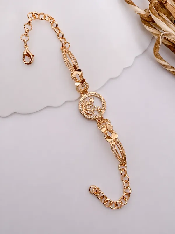 Gold_Tone_Tree_Motif_Chain_Bracelet_for_Women