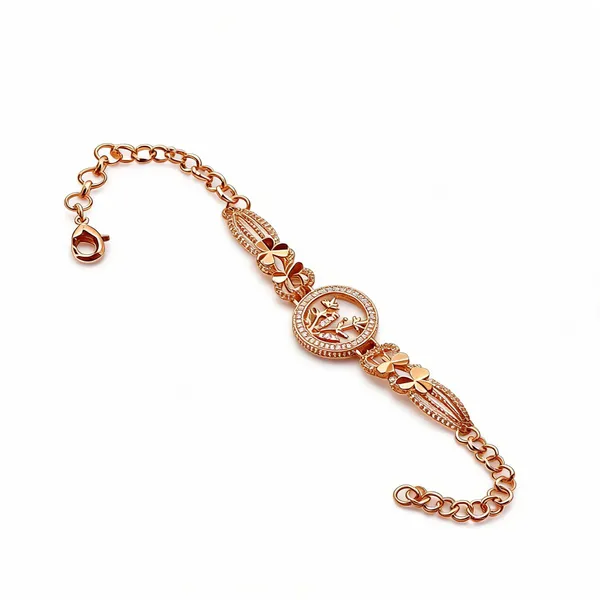 Gold_Tone_Alloy_Tree_Motif_Chain_Bracelet_For_Women