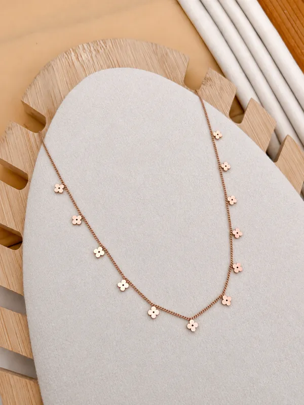 Rose_Gold_Tone_Metal_Floral_Charm_Chain_Necklace_For_Women