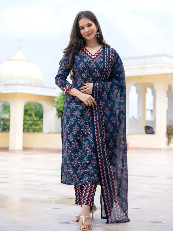 Navy_Cotton_Straight_Printed_Kurta_Set_For_Women