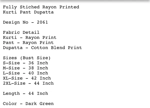 Dark_Green_Rayon_Printed_Kurti_Set_For_Women
