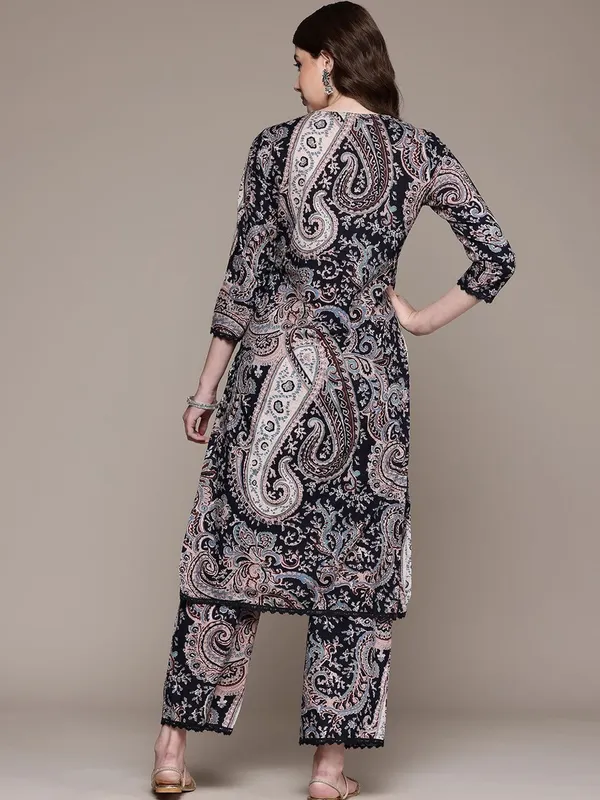 Black_Rayon_Paisley_Print_Straight_Kurta_Set_For_Women