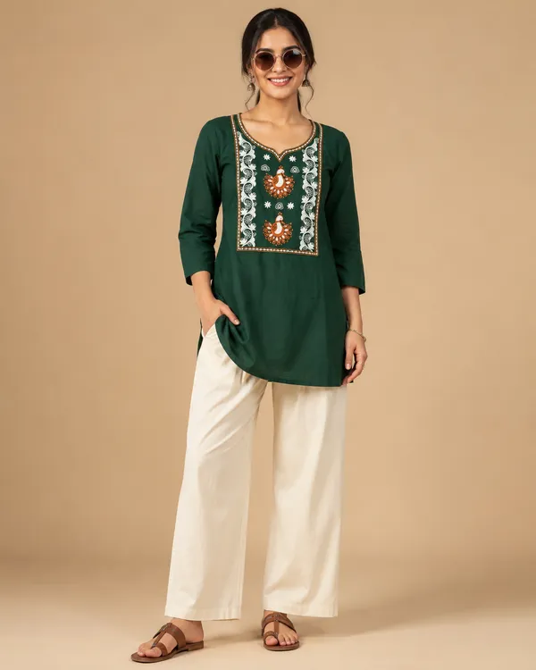 Green_Cotton_Straight_Embroidered_Kurta_Set_For_Women