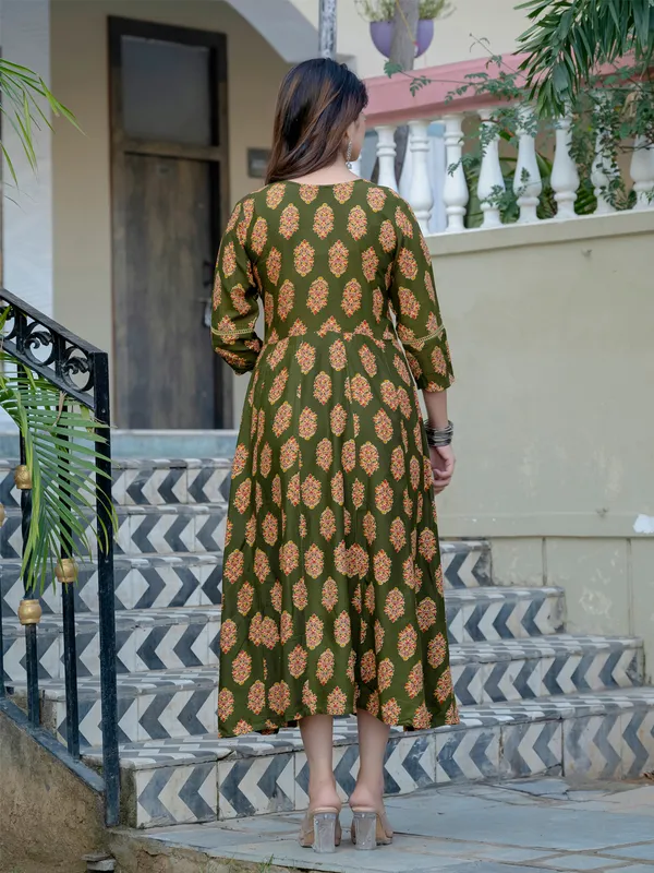Olive_Green_Rayon_Floral_Print_A-Line_Dress_For_Women