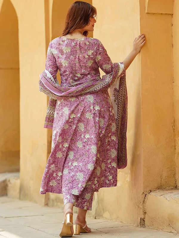 Purple_Rayon_Floral_Print_Kurta_Set_For_Women