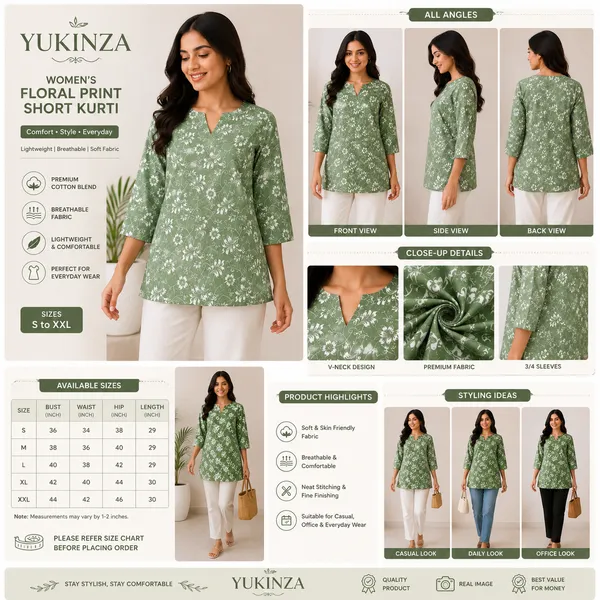 Green_Cotton_Blend_Floral_Print_Kurti_for_Women