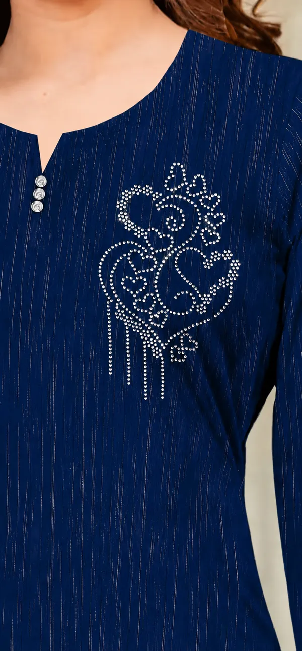 Blue_Ribbed_Regular_Fit_Short_Kurti_for_Women