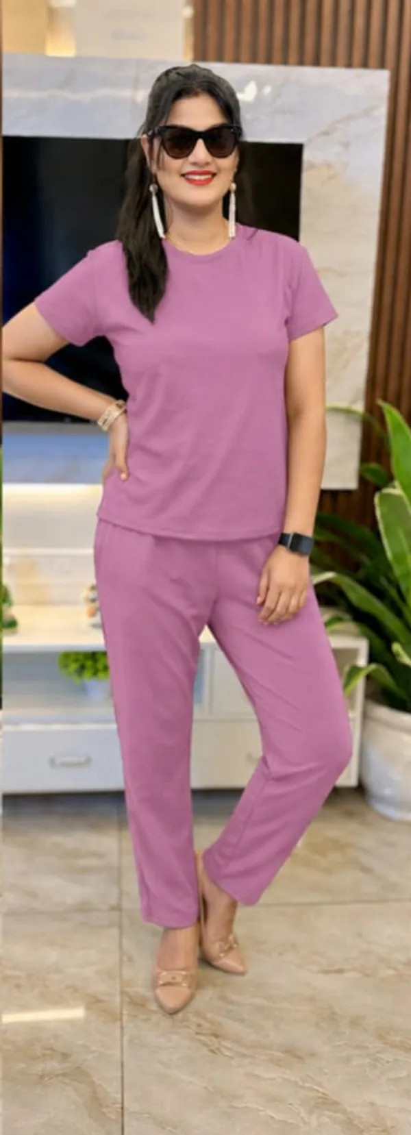 Mauve_Polyester_Lycra_Night_Wear_For_Women