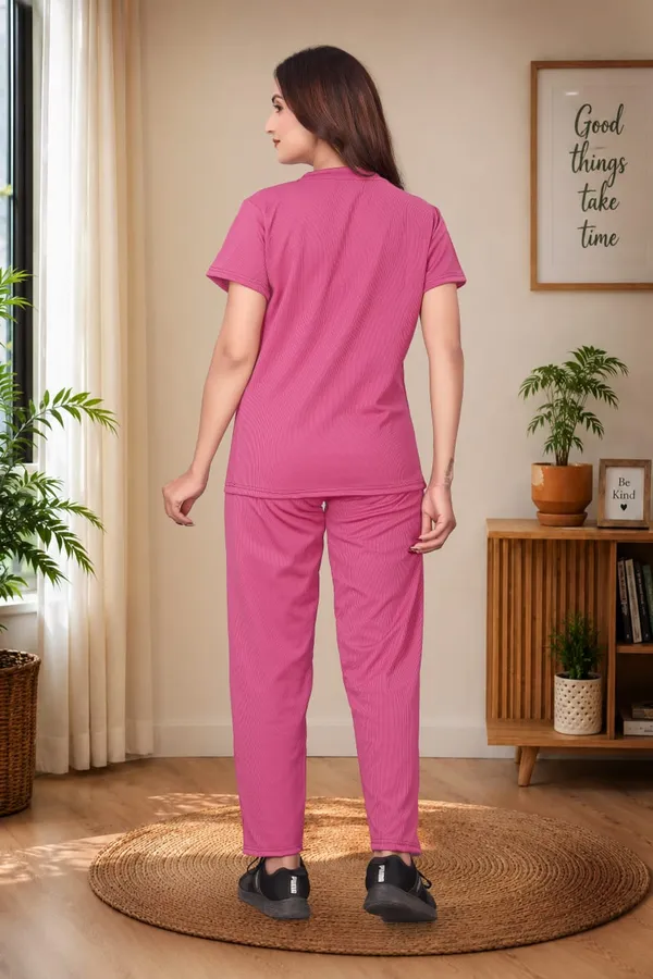 Pink_Polyester_Lycra_Night_Wear_For_Women