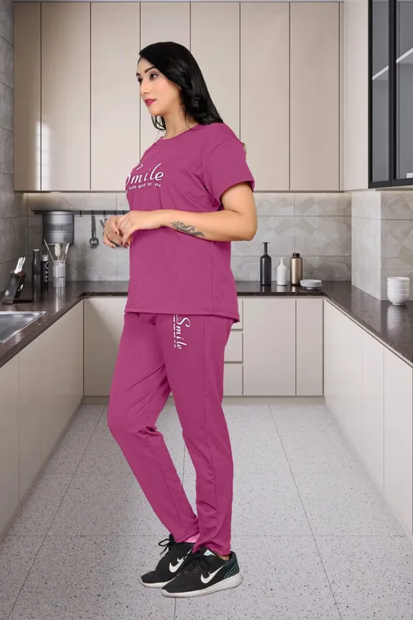 Pink_Polyester_Lycra_Night_Wear_For_Women