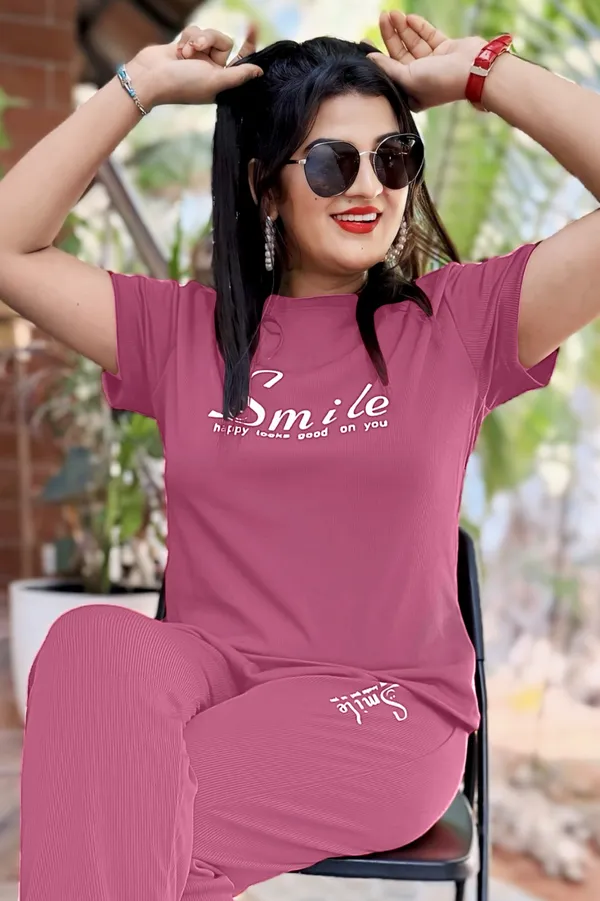 Pink_Polyester_Lycra_Night_Wear_For_Women