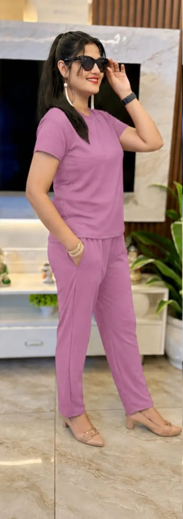 Mauve_Polyester_Lycra_Night_Wear_For_Women