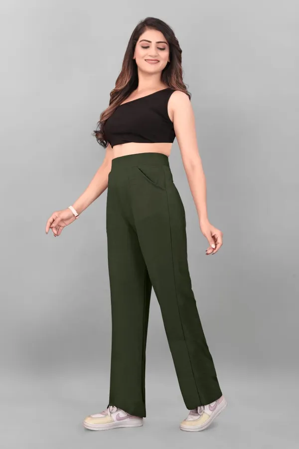 Green_Polyester_Lycra_Trouser_For_Women