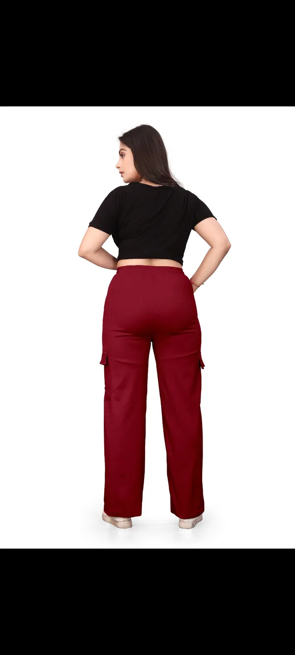 Maroon_Polyester_Lycra_Night_Pant_For_Women_Cargo_Pants