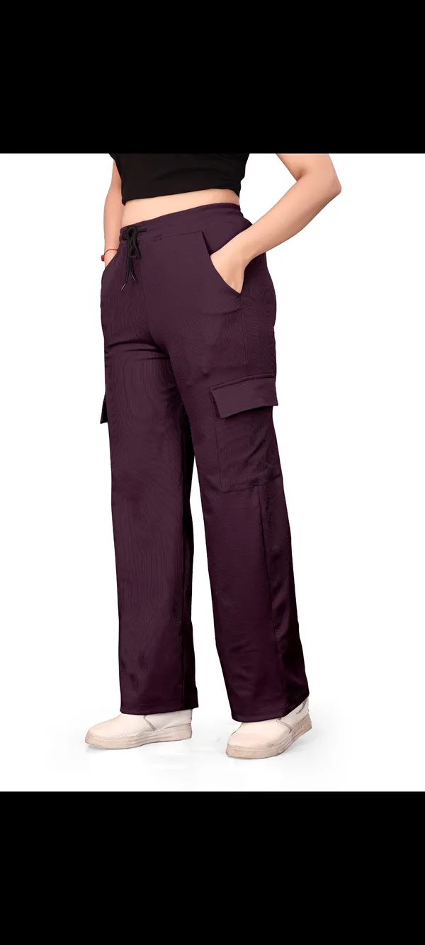 Wine_Polyester_Lycra_Night_Pant_For_Women