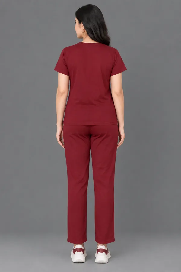 Maroon_Leaf___Polyester_Lycra_Night_Wear_For_Women