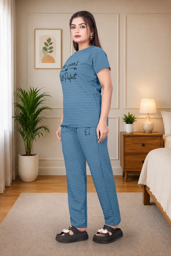 Slate_Blue_Rolex_Polyester_Lycra_Night_Wear_For_Women