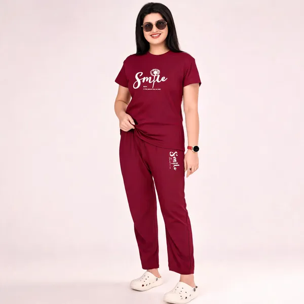 Maroon_Polyester_Lycra_Night_Wear_For_Women