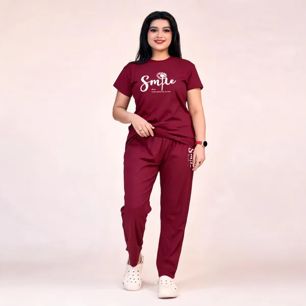 Maroon_Polyester_Lycra_Night_Wear_For_Women