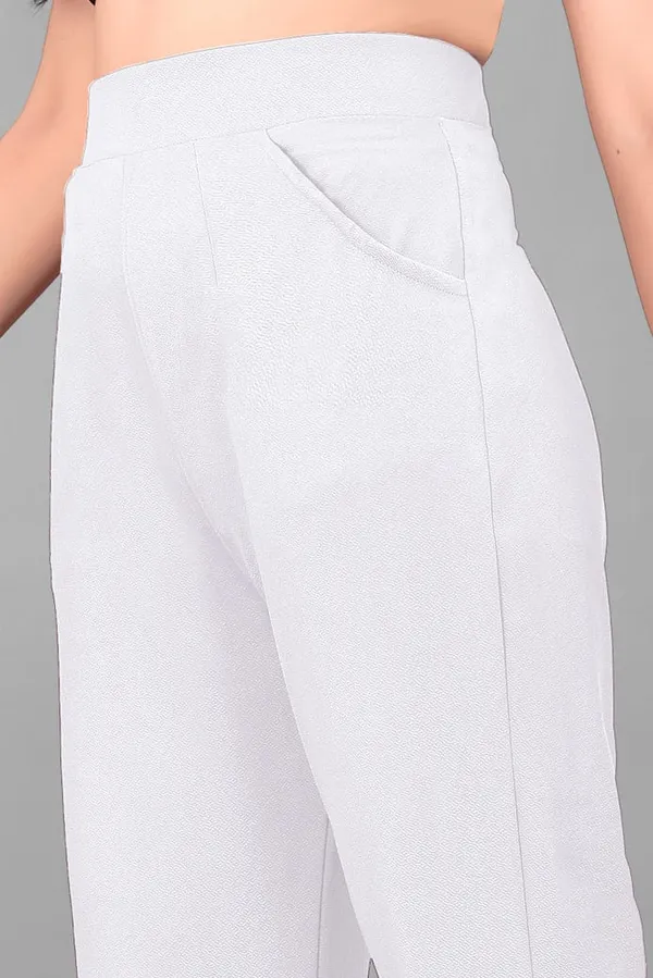 White_Polyester_Lycra_Trouser_For_Women