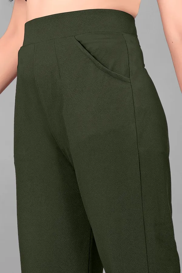 Green_Polyester_Lycra_Trouser_For_Women