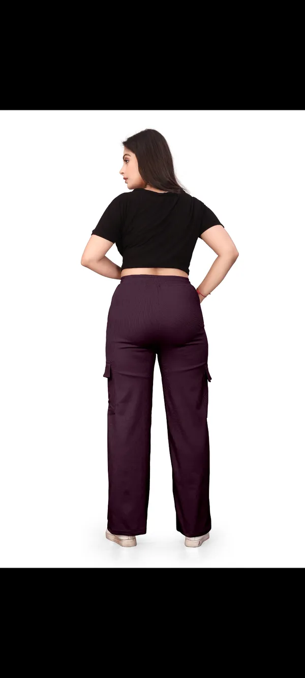 Wine_Polyester_Lycra_Night_Pant_For_Women