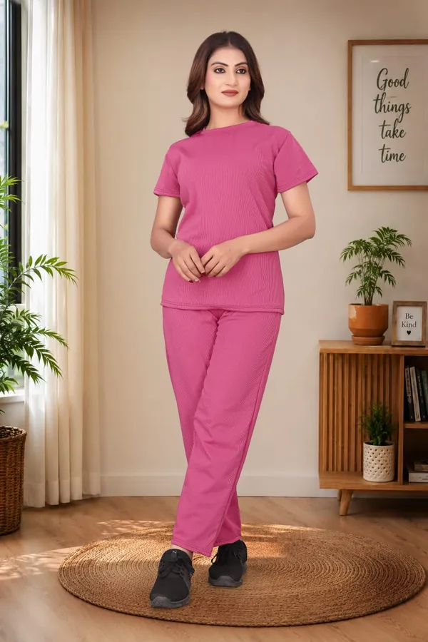 Pink_Polyester_Lycra_Night_Wear_For_Women