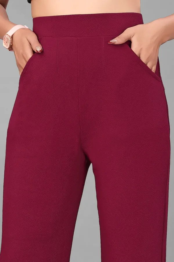 Burgundy_Polyester_Lycra_Trouser_For_Women