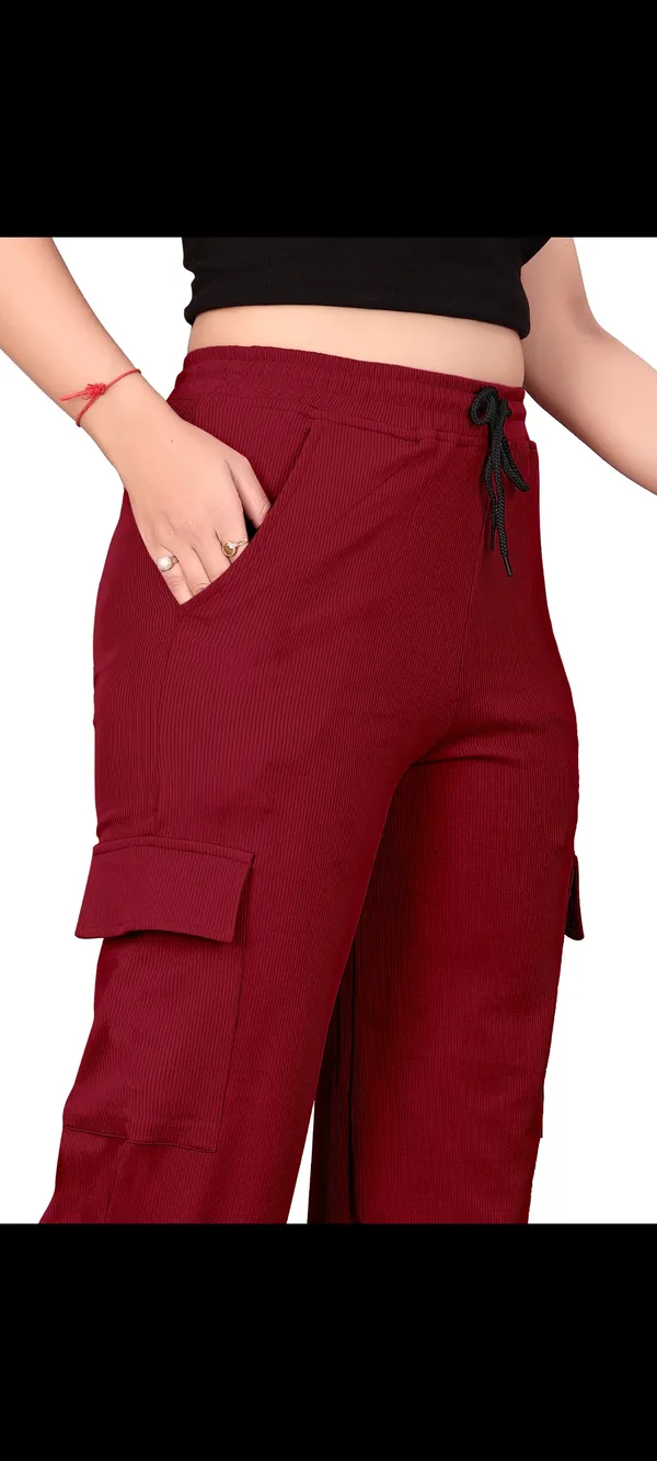 Maroon_Polyester_Lycra_Night_Pant_For_Women_Cargo_Pants
