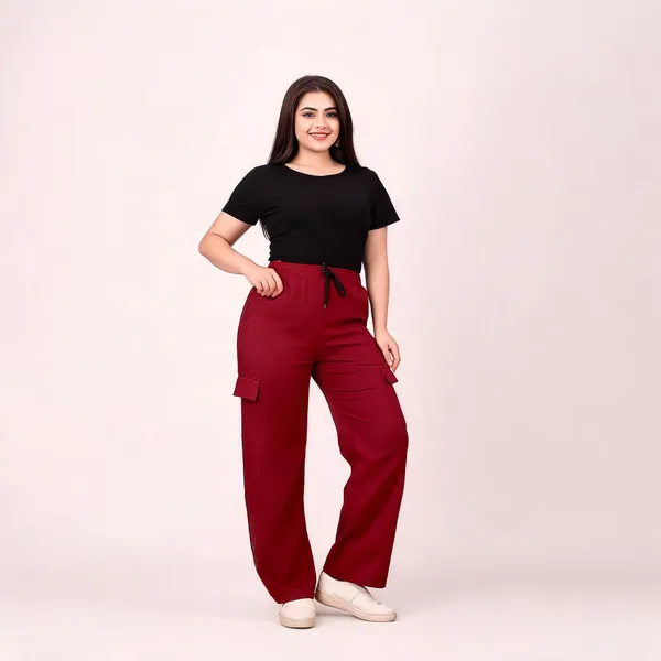 Maroon_Polyester_Lycra_Night_Pant_For_Women_Cargo_Pants