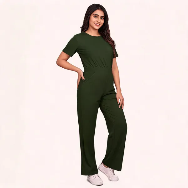 Green_Polyester_Lycra_Trouser_For_Women