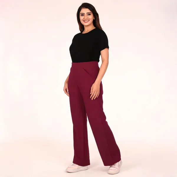 Burgundy_Polyester_Lycra_Trouser_For_Women