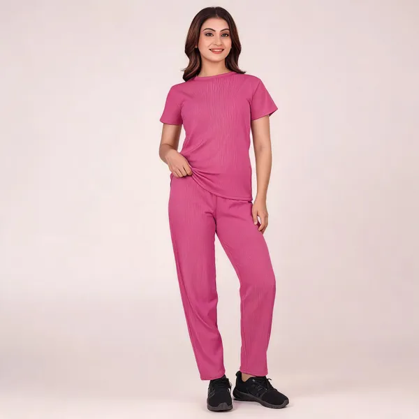 Pink_Polyester_Lycra_Night_Wear_For_Women