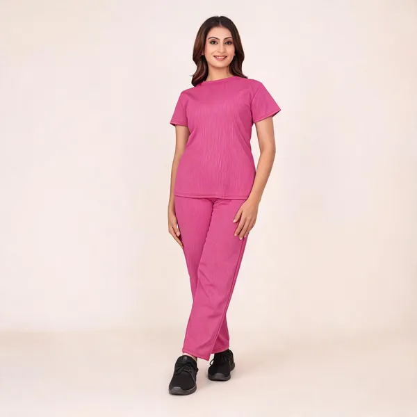 Pink_Polyester_Lycra_Night_Wear_For_Women
