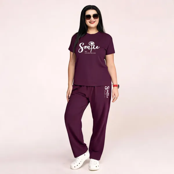 Wine_Polyester_Lycra_Night_Wear_For_Women