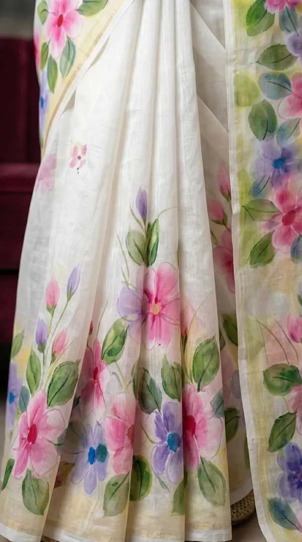 Basanti_Bloom_Organza_From_Aranya_Collection_(Floral)_Hand-Painted_Wearable_Art_By_Adibani