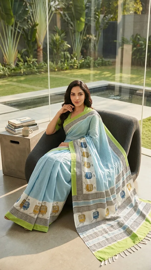 Light_Blue_Tramline_Tales_From_Rangavali_Collection_-_Block_Printed_Sarees_By_Adibani
