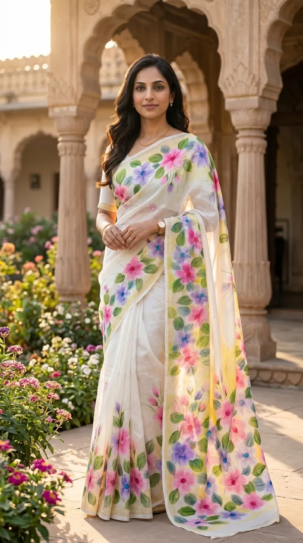 Basanti_Bloom_Organza_From_Aranya_Collection_(Floral)_Hand-Painted_Wearable_Art_By_Adibani
