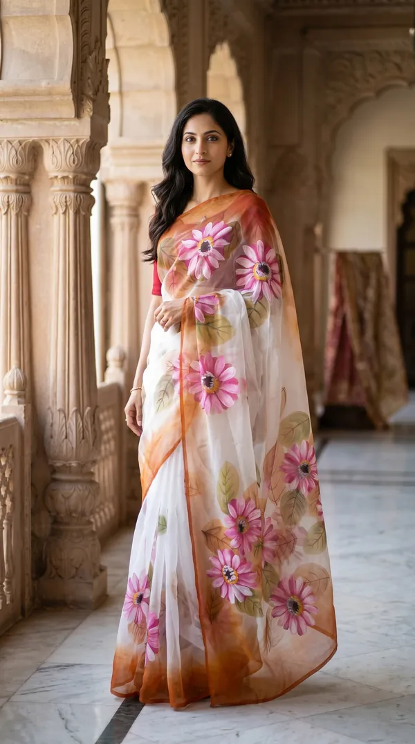 Sunlit_Blossom_Organza_From_Aranya_Collection_(Floral)_Hand-Painted_Wearable_Art_By_Adibani