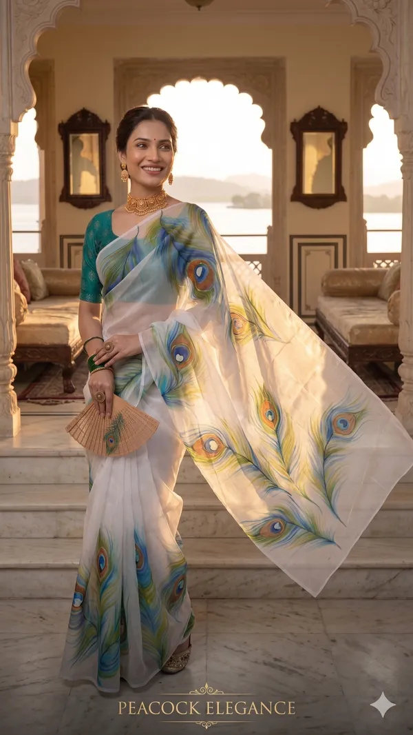 Mayur_Organza_From_Aranya_Collection_(Floral)_Hand-Painted_Wearable_Art_By_Adibani