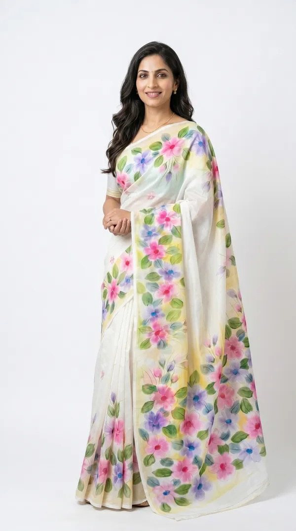 Basanti_Bloom_Organza_From_Aranya_Collection_(Floral)_Hand-Painted_Wearable_Art_By_Adibani