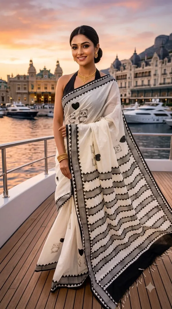 Playful_Monochrome_from_Rangavali_Collection_-_Cotton_Block_Printed_Sarees_by_Adibani